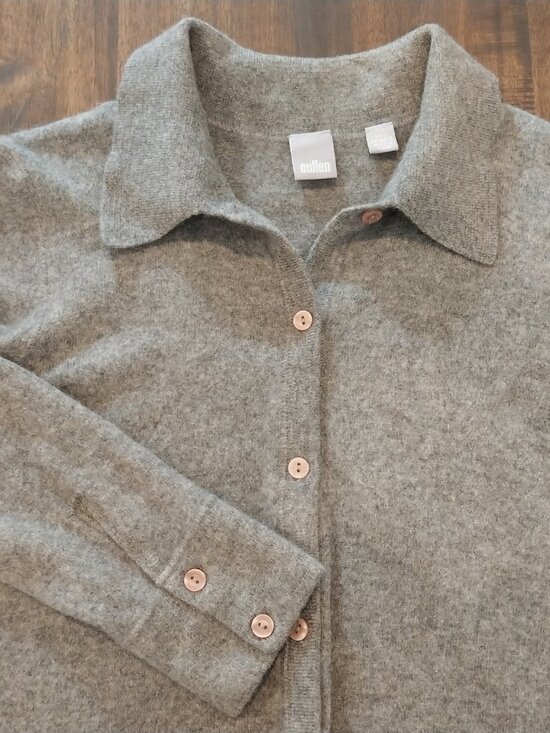 Cullen Sweaters - CULLEN 100% Cashmere Gray Button Up Shirt Cardigan Sweater Women S 4 Long Sleeve